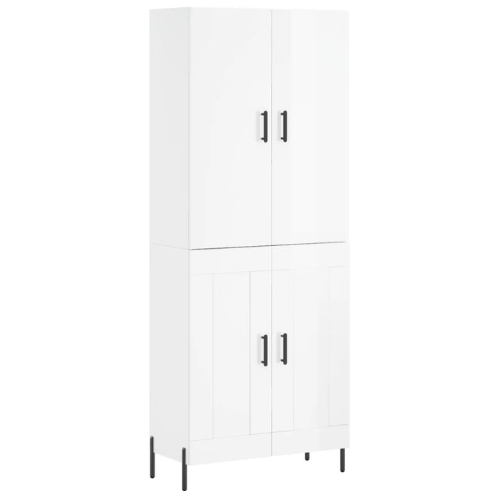 Credenza Bianco Lucido 69,5x34x180 cm in Legno Multistrato 3195797