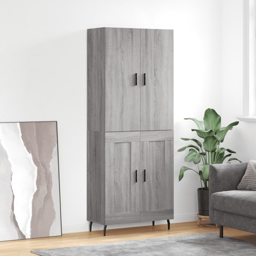 Credenza Grigio Sonoma 69,5x34x180 cm in Legno Multistrato 3195809