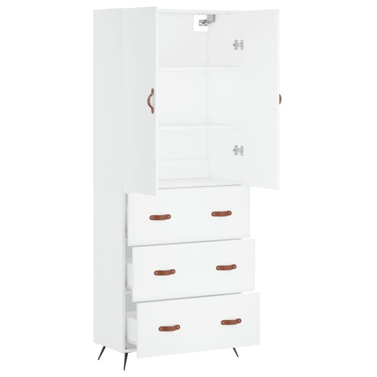 Credenza cassettiera mobile contenitore organizer cucina soggiorno salotto alto 695 x 34 x 180 cm legno ingegnerizzato bianco 02_0032587