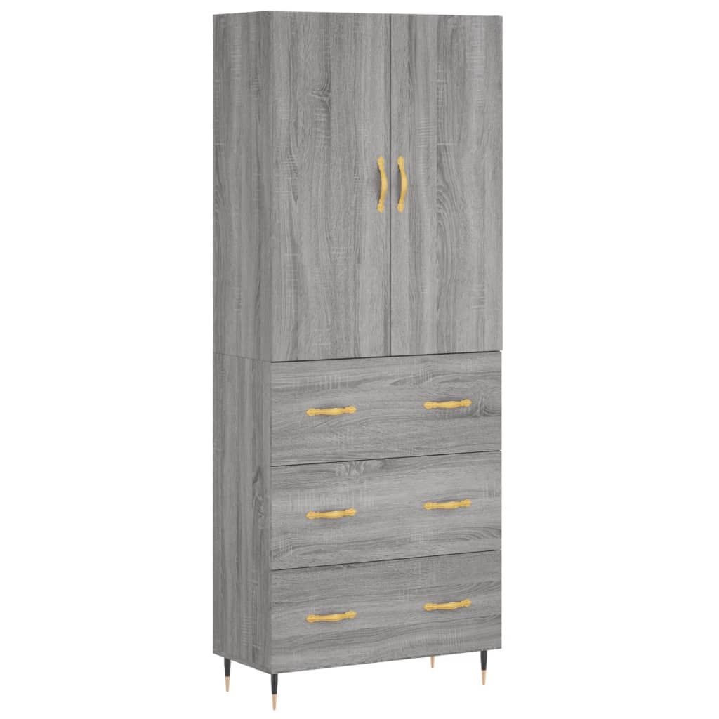 Credenza Grigio Sonoma 69,5x34x180 cm in Legno Multistrato 3195833