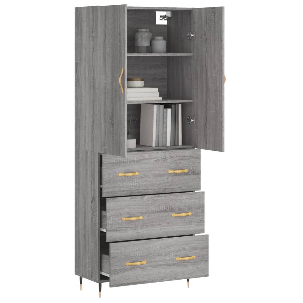 Credenza Grigio Sonoma 69,5x34x180 cm in Legno Multistrato 3195833