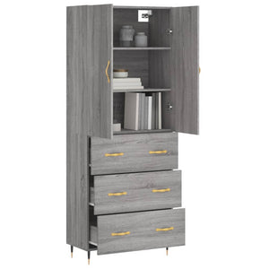 Credenza Grigio Sonoma 69,5x34x180 cm in Legno Multistrato 3195833