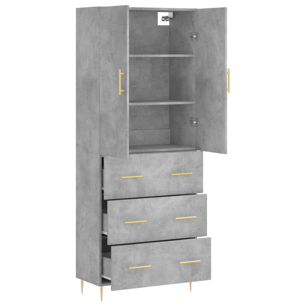 Credenza Grigio Cemento 69,5x34x180 cm in Legno Multistrato 3195839