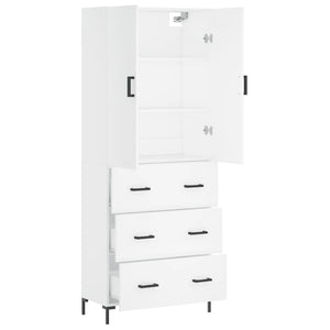 Credenza cassettiera mobile contenitore organizer cucina soggiorno salotto alto 695 x 34 x 180 cm legno ingegnerizzato bianco 02_0032649
