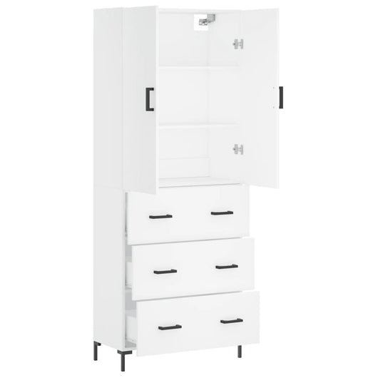 Credenza cassettiera mobile contenitore organizer cucina soggiorno salotto alto 695 x 34 x 180 cm legno ingegnerizzato bianco 02_0032649