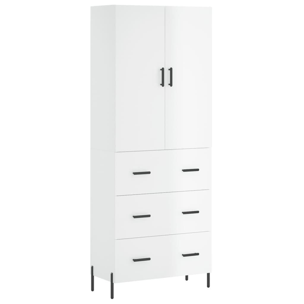 Credenza Bianco Lucido 69,5x34x180 cm in Legno Multistrato 3195853