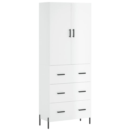Credenza Bianco Lucido 69,5x34x180 cm in Legno Multistrato 3195853