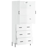 Credenza Bianco Lucido 69,5x34x180 cm in Legno Multistrato 3195853