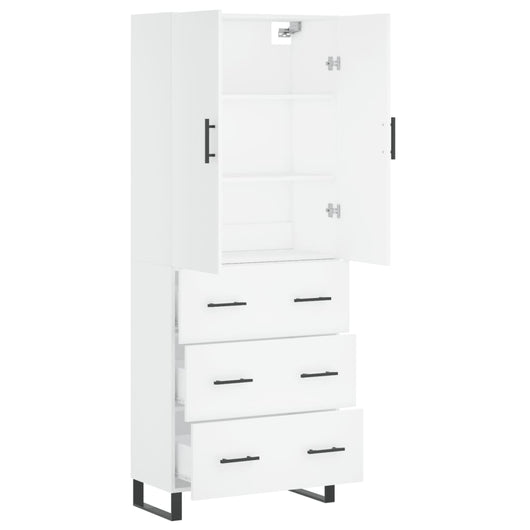 Credenza cassettiera mobile contenitore organizer cucina soggiorno salotto alto 695 x 34 x 180 cm legno ingegnerizzato bianco 02_0032615