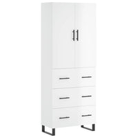 Credenza Bianco Lucido 69,5x34x180 cm in Legno Multistrato 3195869
