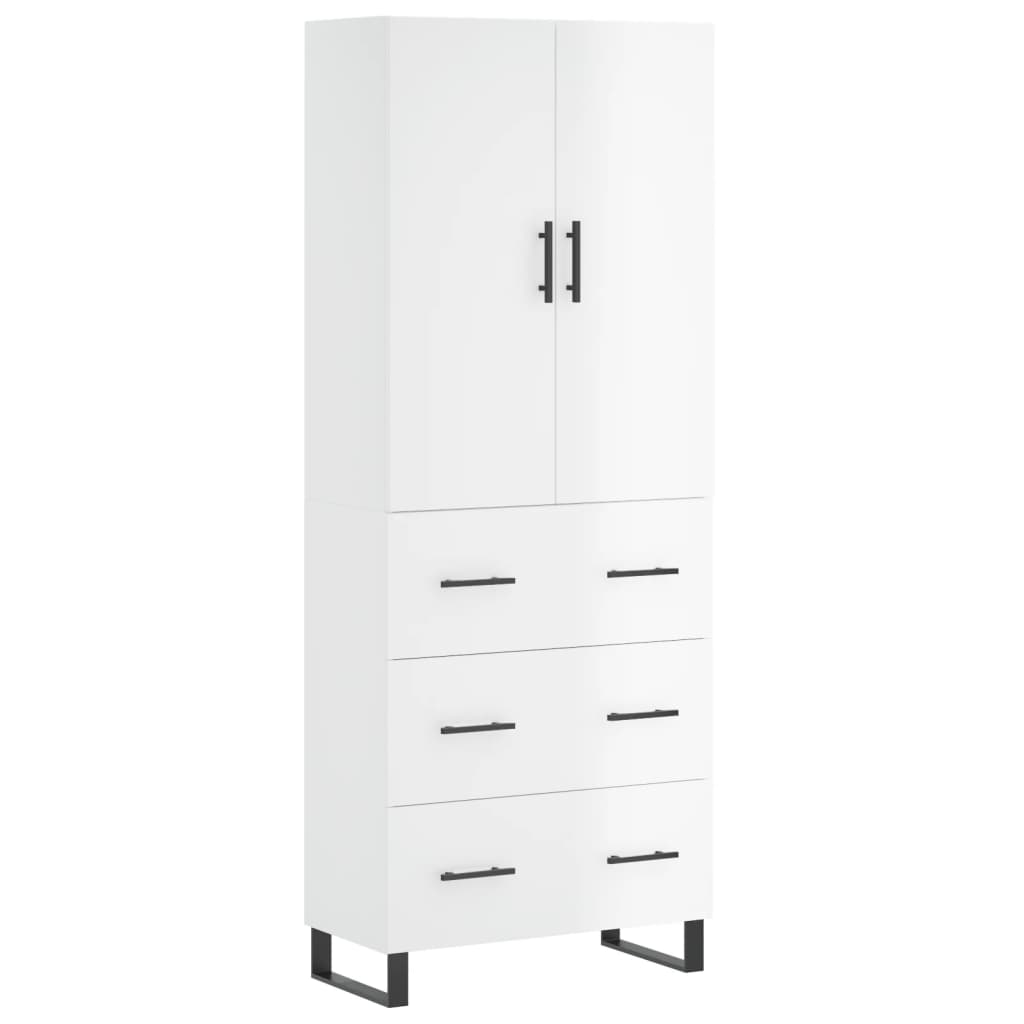 Credenza Bianco Lucido 69,5x34x180 cm in Legno Multistratocod mxl 77766