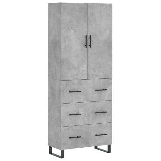 vidaXL Credenza Grigio Cemento 69,5x34x180 cm in Legno Multistrato