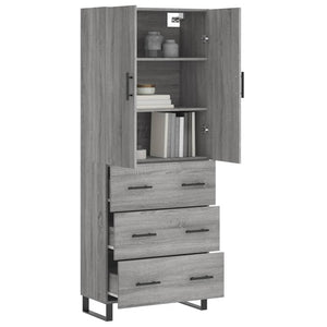 Credenza Grigio Sonoma 69,5x34x180 cm in Legno Multistrato 3195873