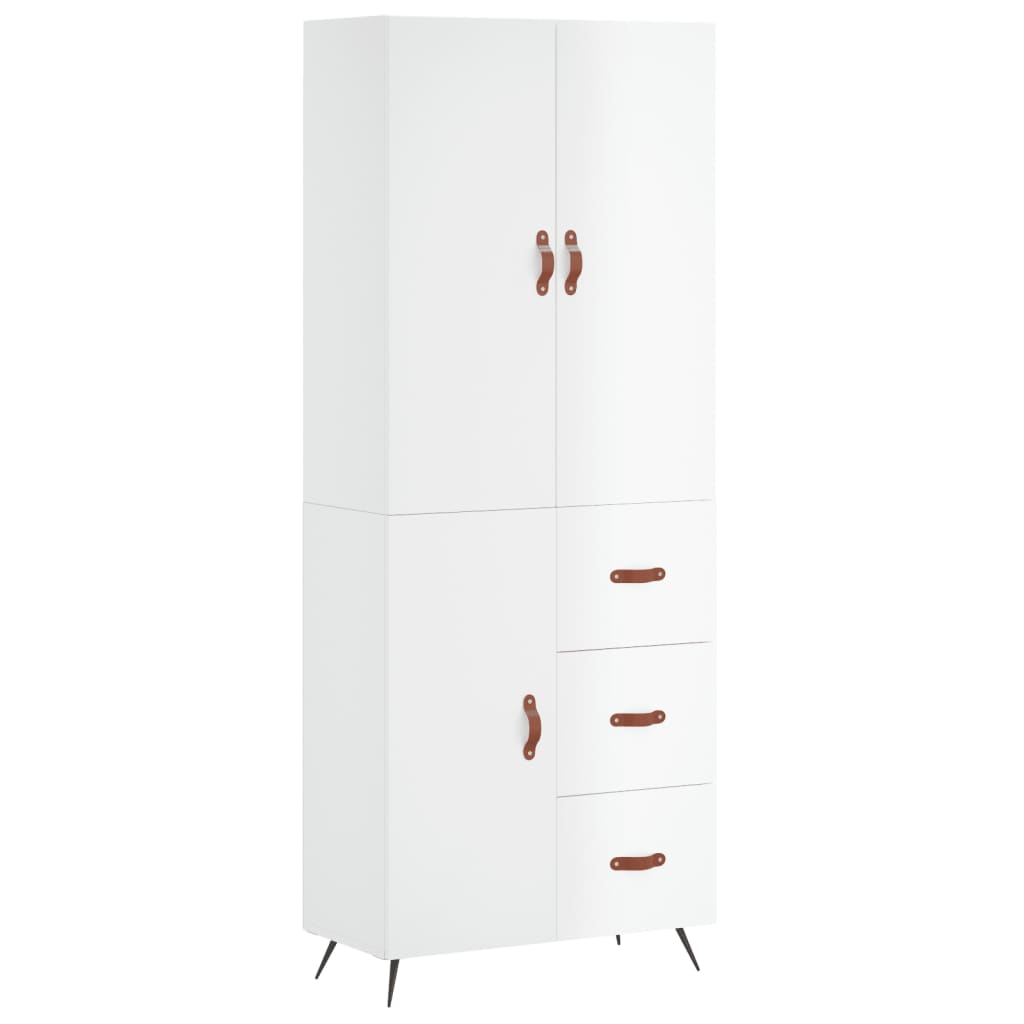 Credenza Bianco Lucido 69,5x34x180 cm in Legno Multistrato 3195877