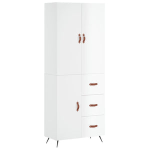 Credenza Bianco Lucido 69,5x34x180 cm in Legno Multistrato 3195877