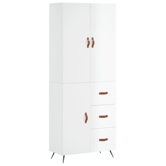 Credenza Bianco Lucido 69,5x34x180 cm in Legno Multistratocod mxl 101868