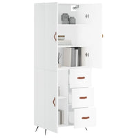 Credenza Bianco Lucido 69,5x34x180 cm in Legno Multistrato 3195877