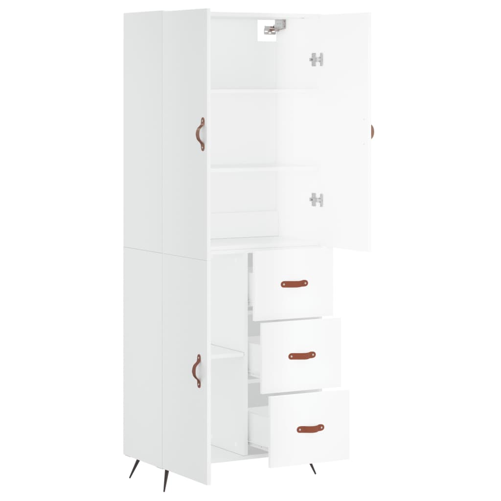 Credenza Bianco Lucido 69,5x34x180 cm in Legno Multistrato 3195877