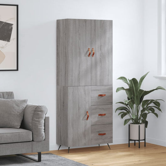 vidaXL Credenza Grigio Sonoma 69,5x34x180 cm in Legno Multistrato