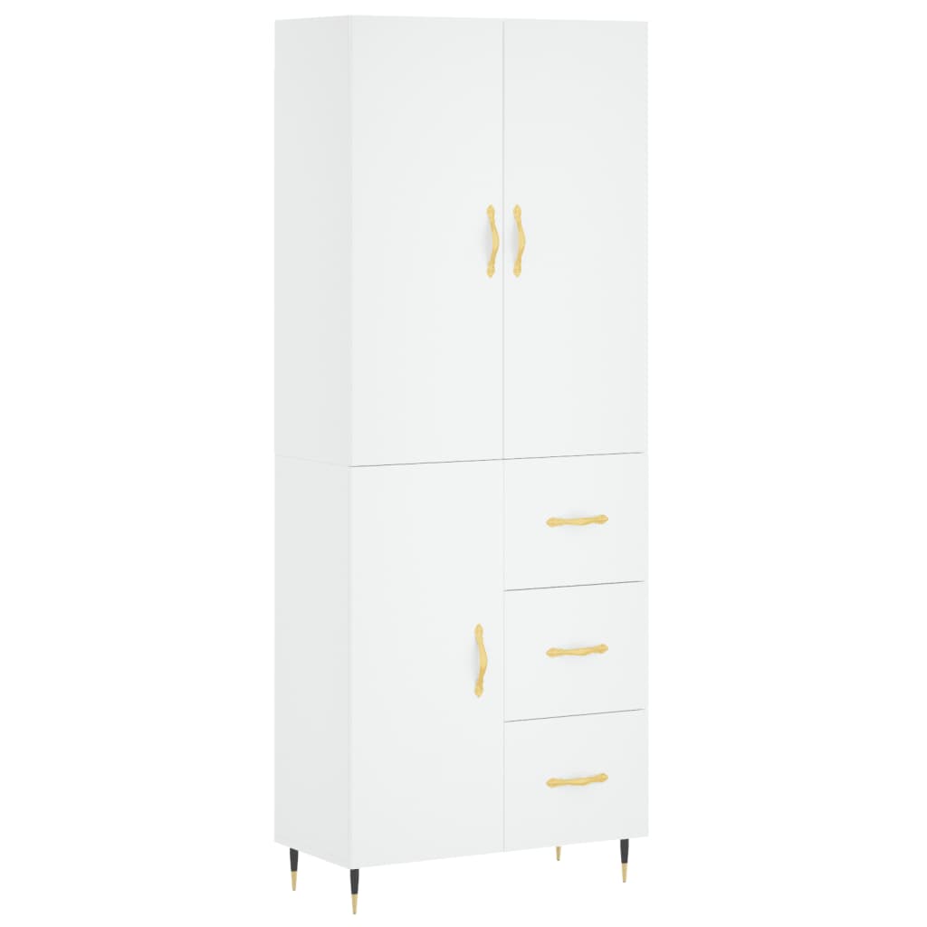 Credenza-Buffet-Armadio da cucina Bianca 69,5x34x180 cm in Legno Multistrato 120111