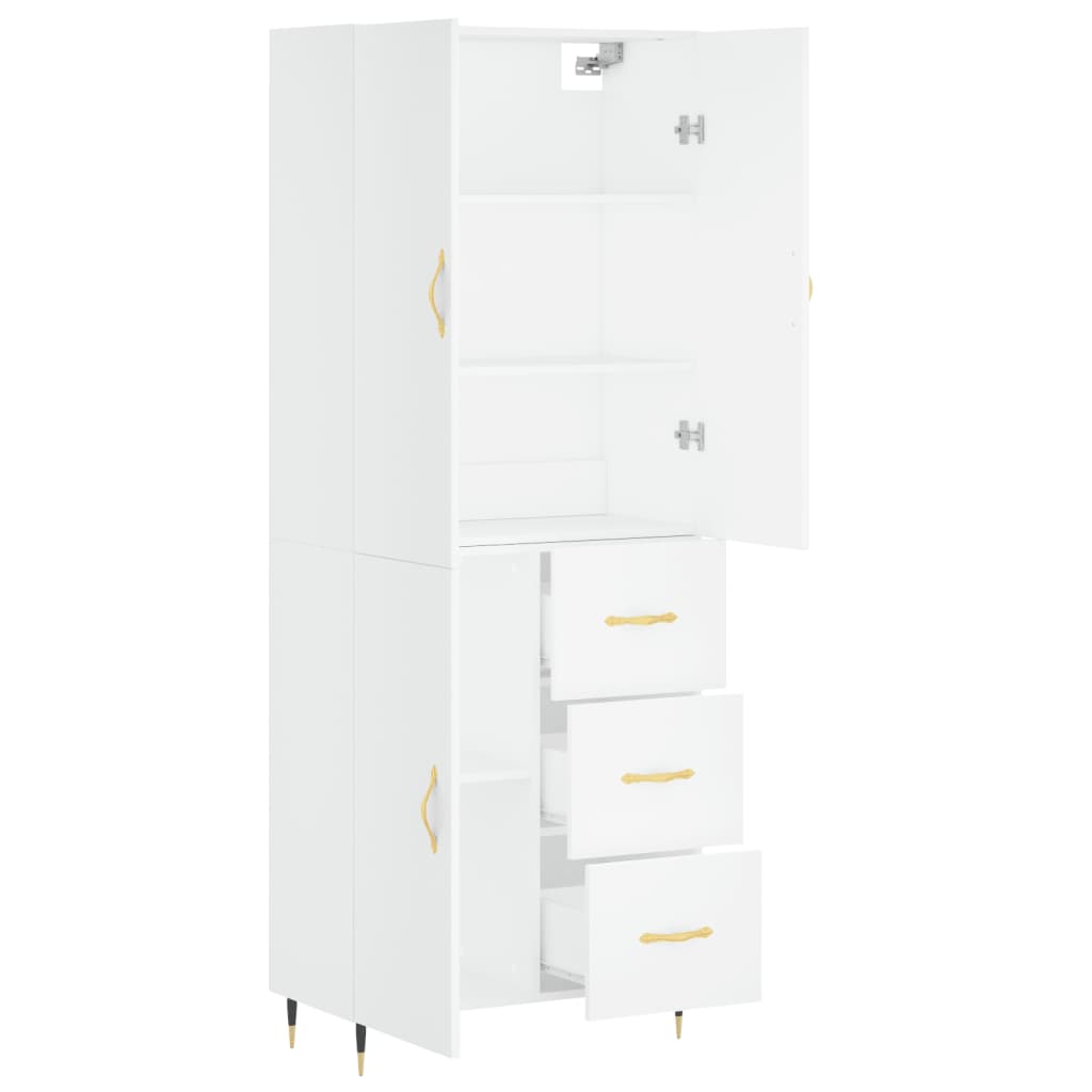 Credenza cassettiera mobile contenitore organizer cucina soggiorno salotto alto 695 x 34 x 180 cm legno ingegnerizzato bianco 02_0032667