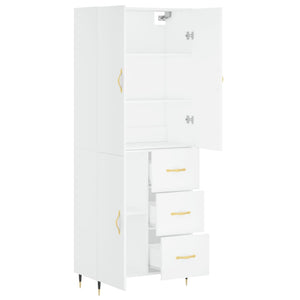 Credenza cassettiera mobile contenitore organizer cucina soggiorno salotto alto 695 x 34 x 180 cm legno ingegnerizzato bianco 02_0032667