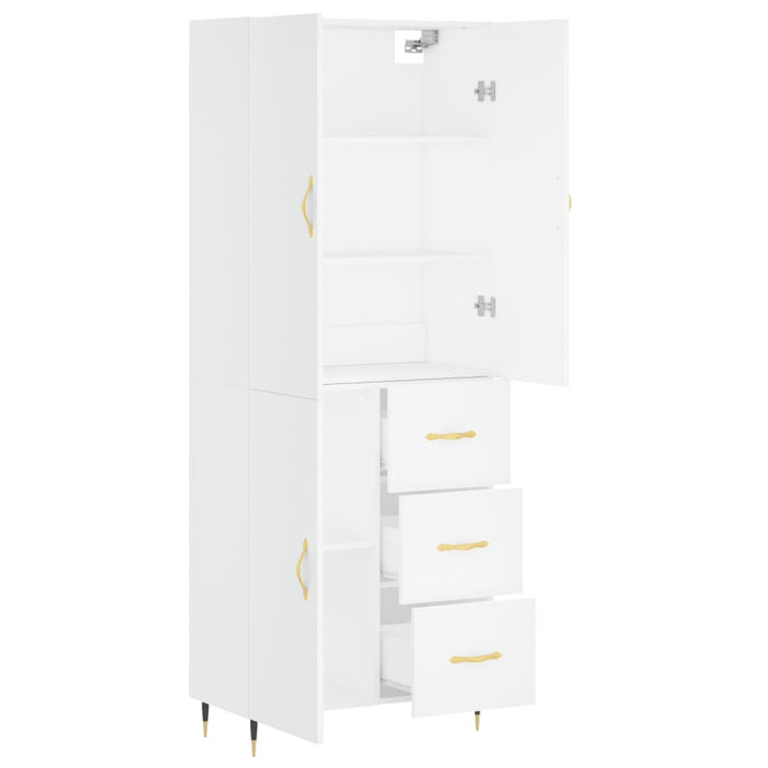 Credenza cassettiera mobile contenitore organizer cucina soggiorno salotto alto 695 x 34 x 180 cm legno ingegnerizzato bianco 02_0032667