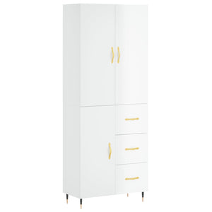 Credenza Bianco Lucido 69,5x34x180 cm in Legno Multistrato 3195885