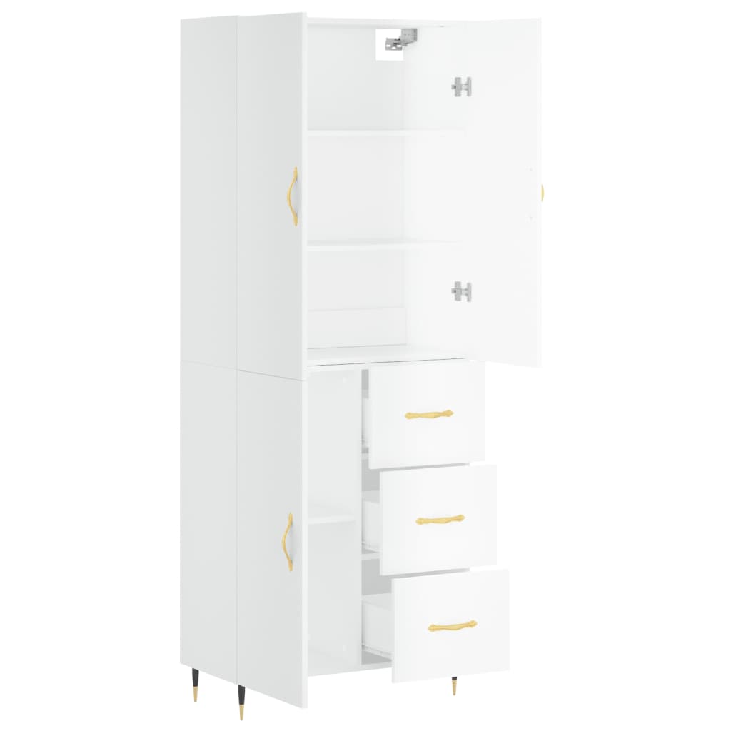 Credenza Bianco Lucido 69,5x34x180 cm in Legno Multistrato 3195885