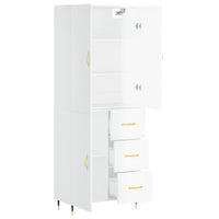 Credenza Bianco Lucido 69,5x34x180 cm in Legno Multistrato 3195885