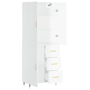 Credenza Bianco Lucido 69,5x34x180 cm in Legno Multistrato 3195885