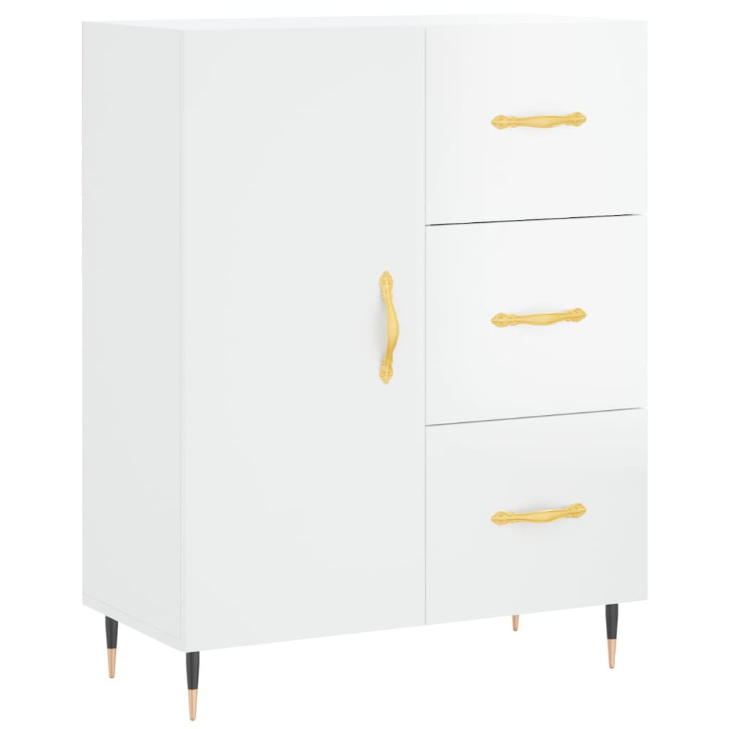 Credenza Bianco Lucido 69,5x34x180 cm in Legno Multistrato 3195885