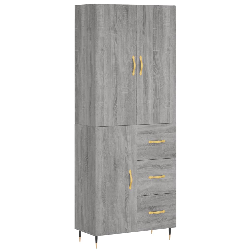 Credenza Grigio Sonoma 69,5x34x180 cm in Legno Multistrato 3195889