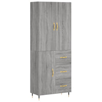 Credenza Grigio Sonoma 69,5x34x180 cm in Legno Multistrato 3195889