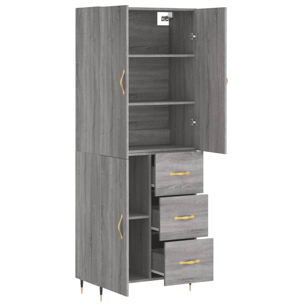 Credenza Grigio Sonoma 69,5x34x180 cm in Legno Multistrato 3195889