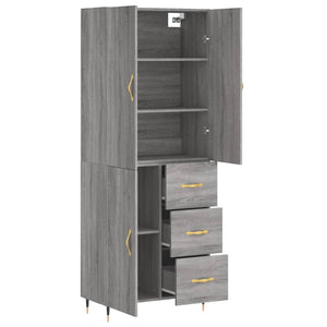 Credenza Grigio Sonoma 69,5x34x180 cm in Legno Multistrato 3195889