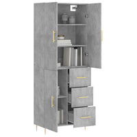 Credenza Grigio Cemento 69,5x34x180 cm in Legno Multistrato 3195895
