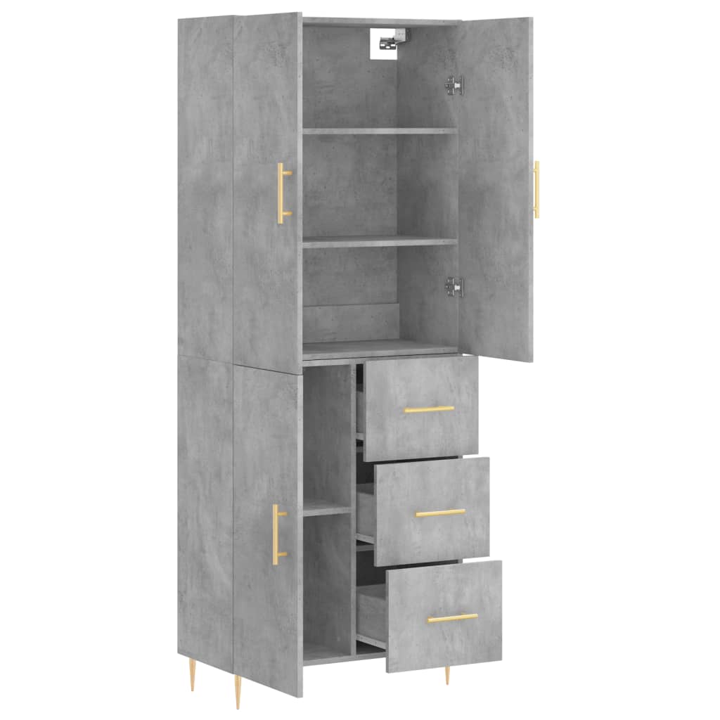 Credenza Grigio Cemento 69,5x34x180 cm in Legno Multistrato 3195895