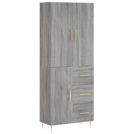 Credenza Grigio Sonoma 69,5x34x180 cm in Legno Multistrato 3195897