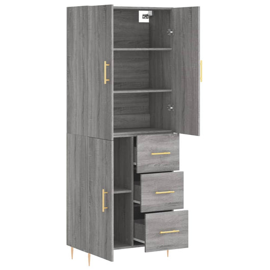 Credenza cassettiera mobile contenitore organizer cucina soggiorno salotto alto sonoma 695 x 34 x 180 cm legno ingegnerizzato grigio 02_0035536