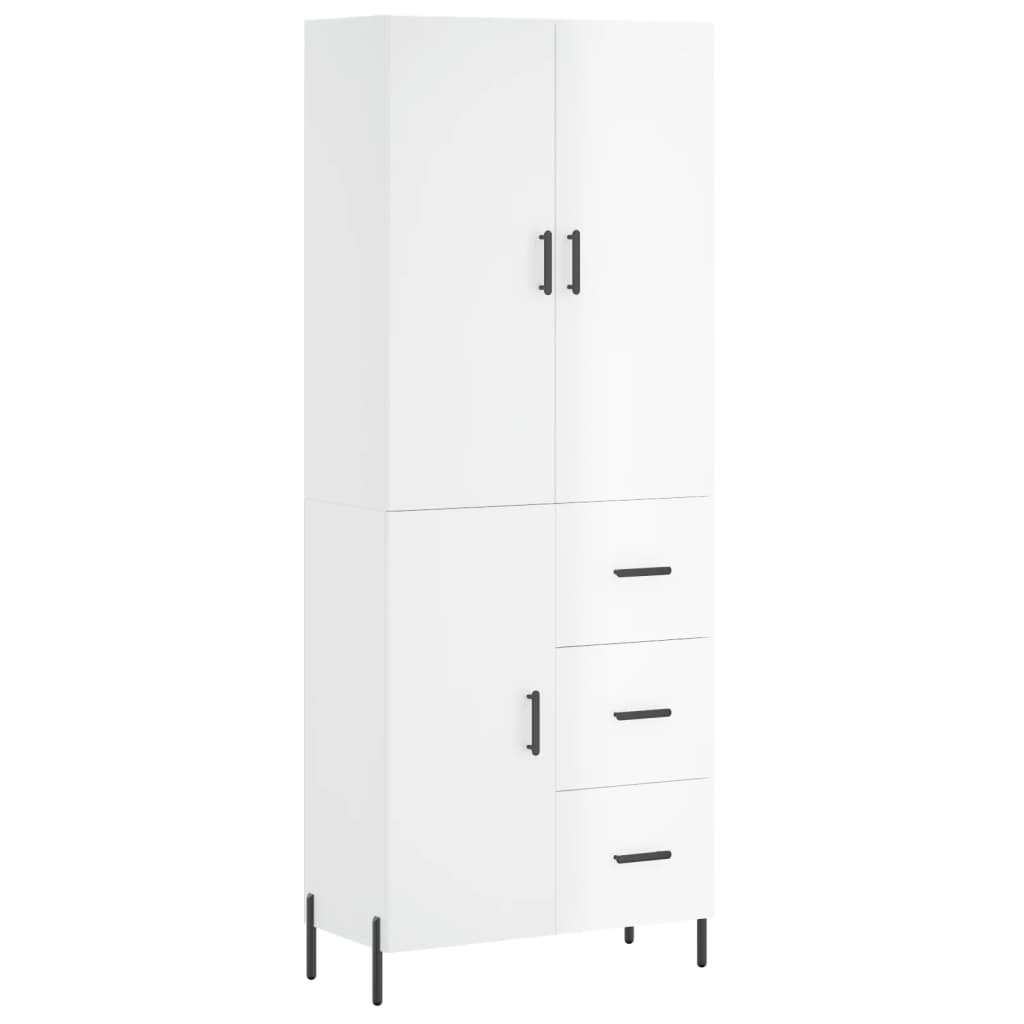 Credenza Bianco Lucido 69,5x34x180 cm in Legno Multistrato 3195909