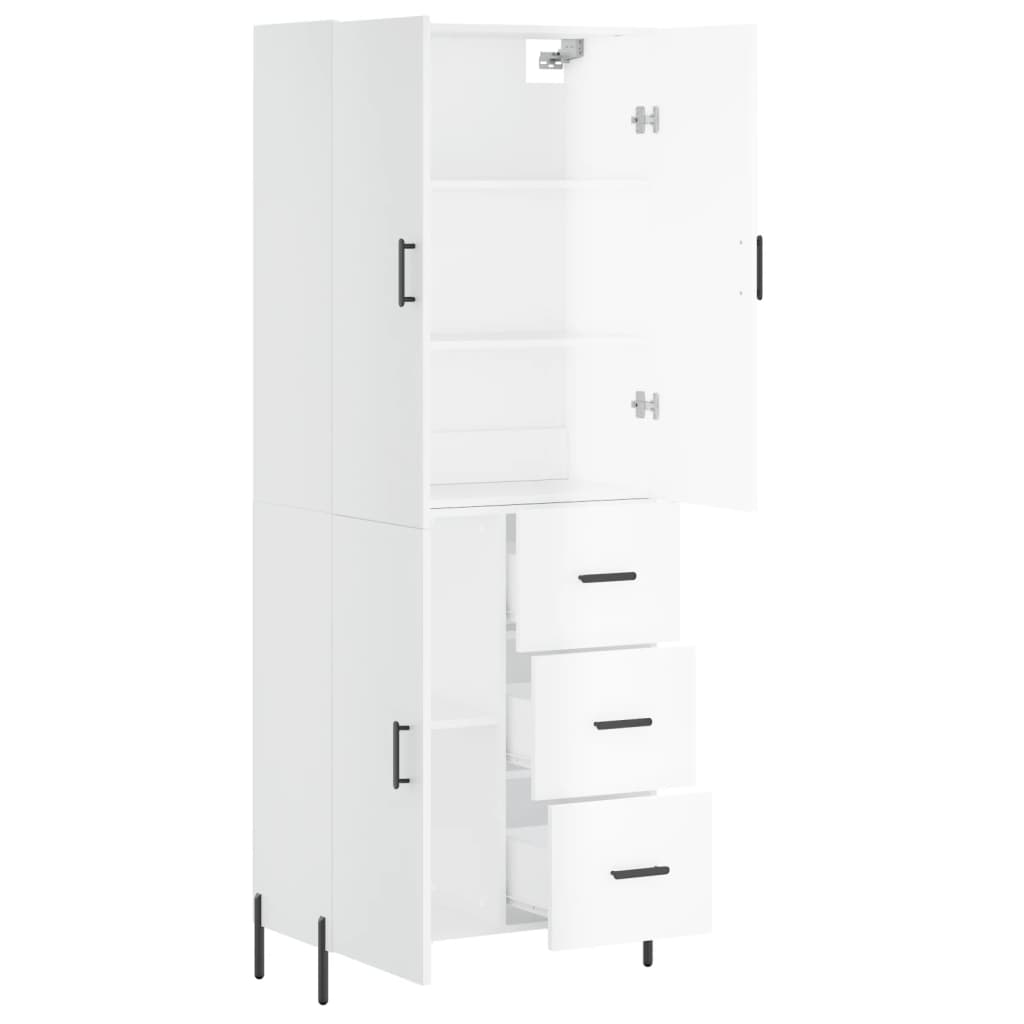 Credenza Bianco Lucido 69,5x34x180 cm in Legno Multistrato 3195909