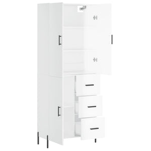 Credenza Bianco Lucido 69,5x34x180 cm in Legno Multistrato 3195909