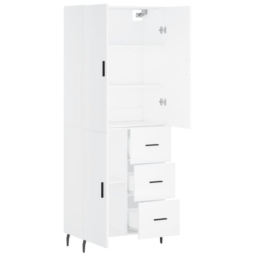 Credenza buffet cassettiera mobile contenitore organizer cucina soggiorno soggiorno alto 69,5 x 34 x 180 cm derivati ​​del legno bianco 02_0032588