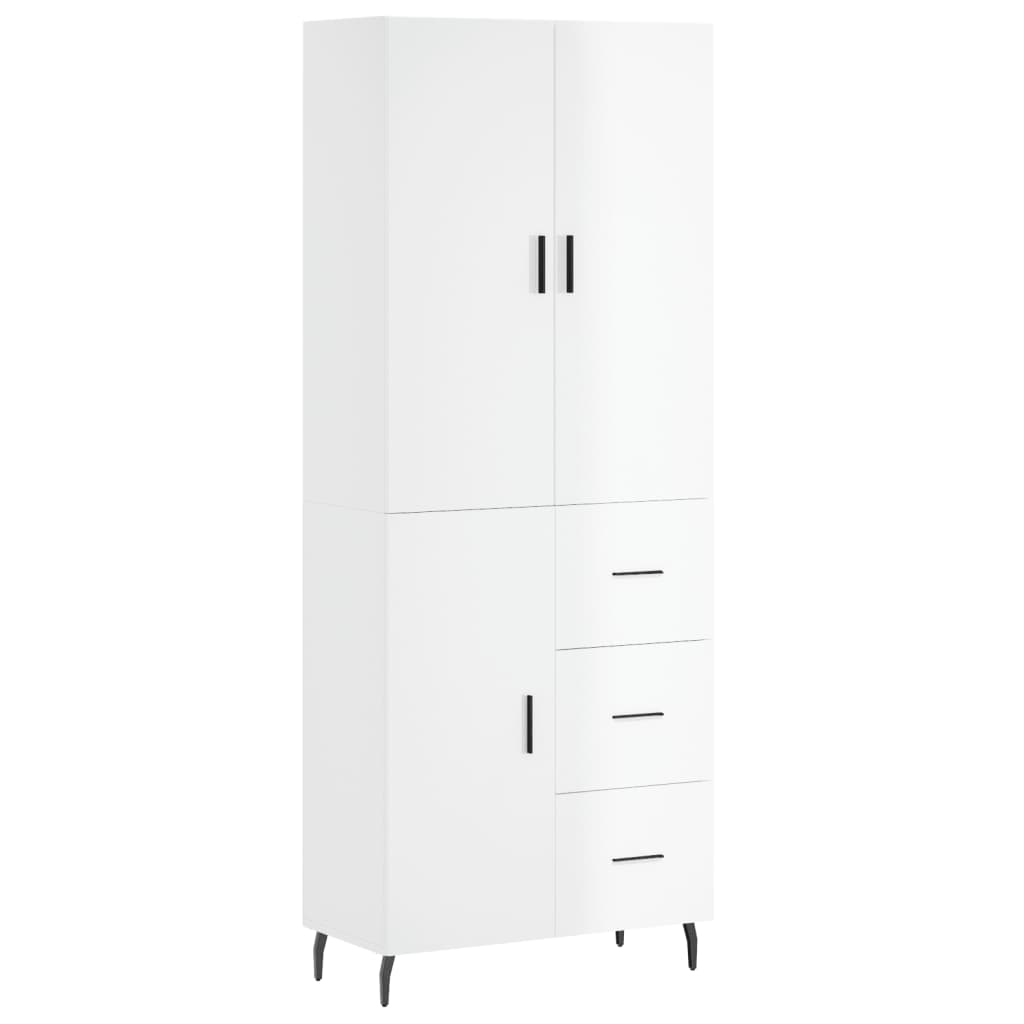 Credenza Bianco Lucido 69,5x34x180 cm in Legno Multistrato 3195917