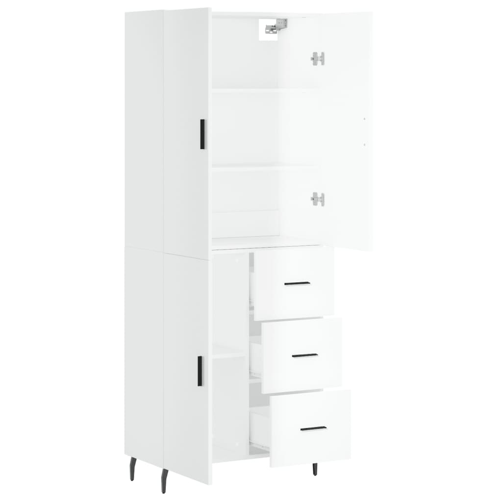Credenza Bianco Lucido 69,5x34x180 cm in Legno Multistrato 3195917