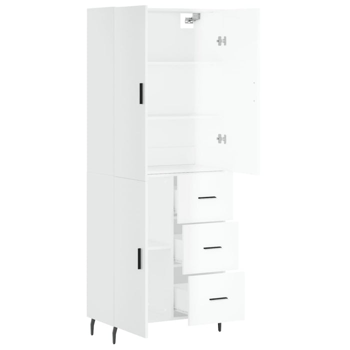 Credenza Bianco Lucido 69,5x34x180 cm in Legno Multistrato 3195917