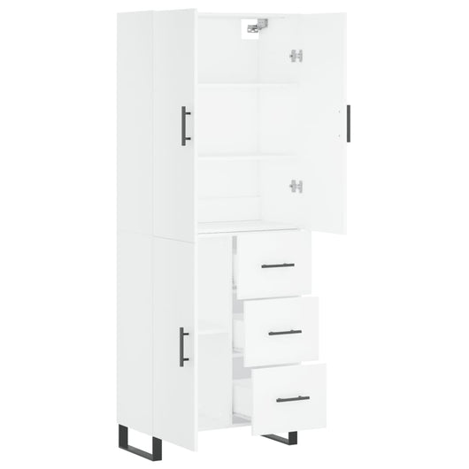 Credenza cassettiera mobile contenitore organizer cucina soggiorno salotto alto 695 x 34 x 180 cm legno ingegnerizzato bianco 02_0032550