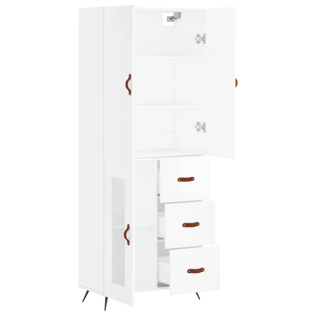 Credenza Bianco Lucido 69,5x34x180 cm in Legno Multistrato 3195933