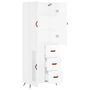 Credenza Bianco Lucido 69,5x34x180 cm in Legno Multistrato 3195933